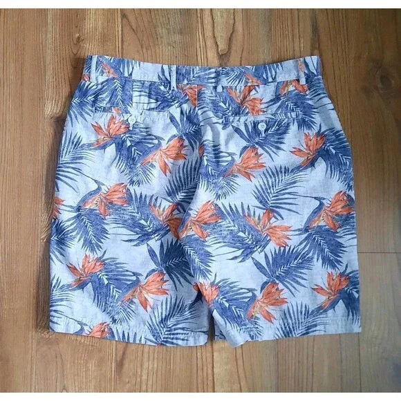 St John’s Bay Legacy Shadow Leaf Flat Front Gray Blue Orange Chino Shorts Men 38 - Picture 2 of 4